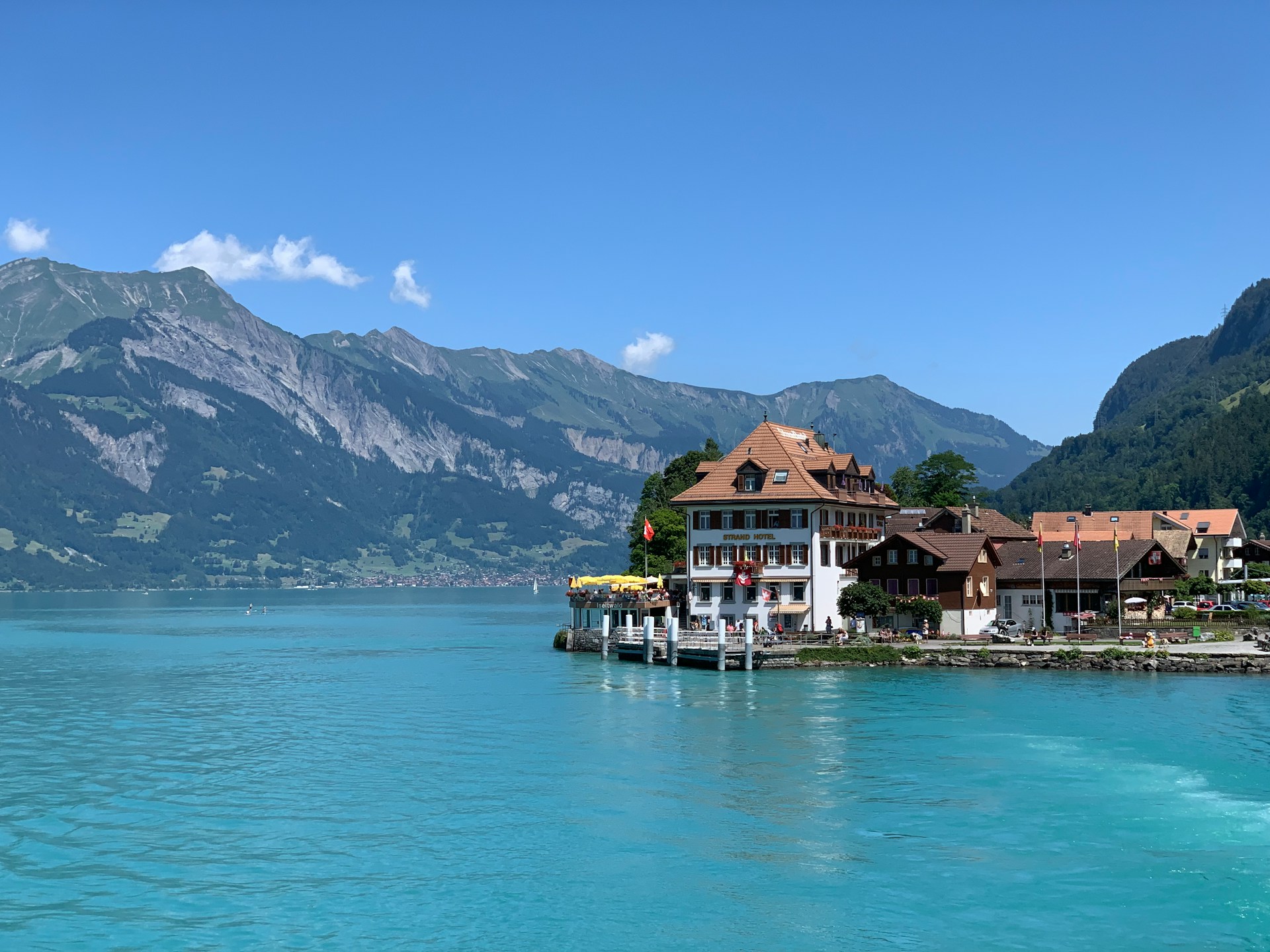 Interlaken between Lake Thun and Lake Brienz with the Jungfrau massif